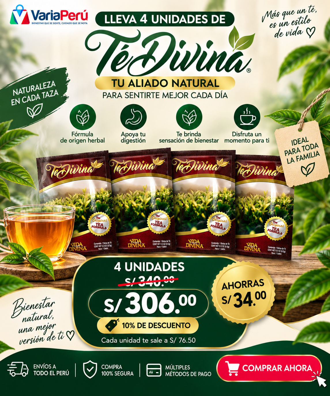Pack Té Divina x4 – 10% OFF