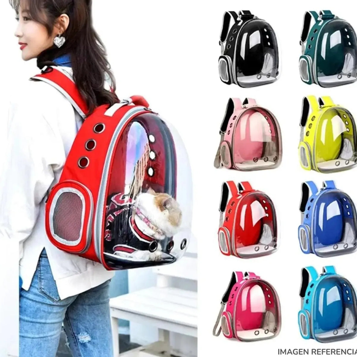 Mochila Transportadora para Mascotas Tipo Cápsula Espacial – Comodidad, Seguridad y Estilo